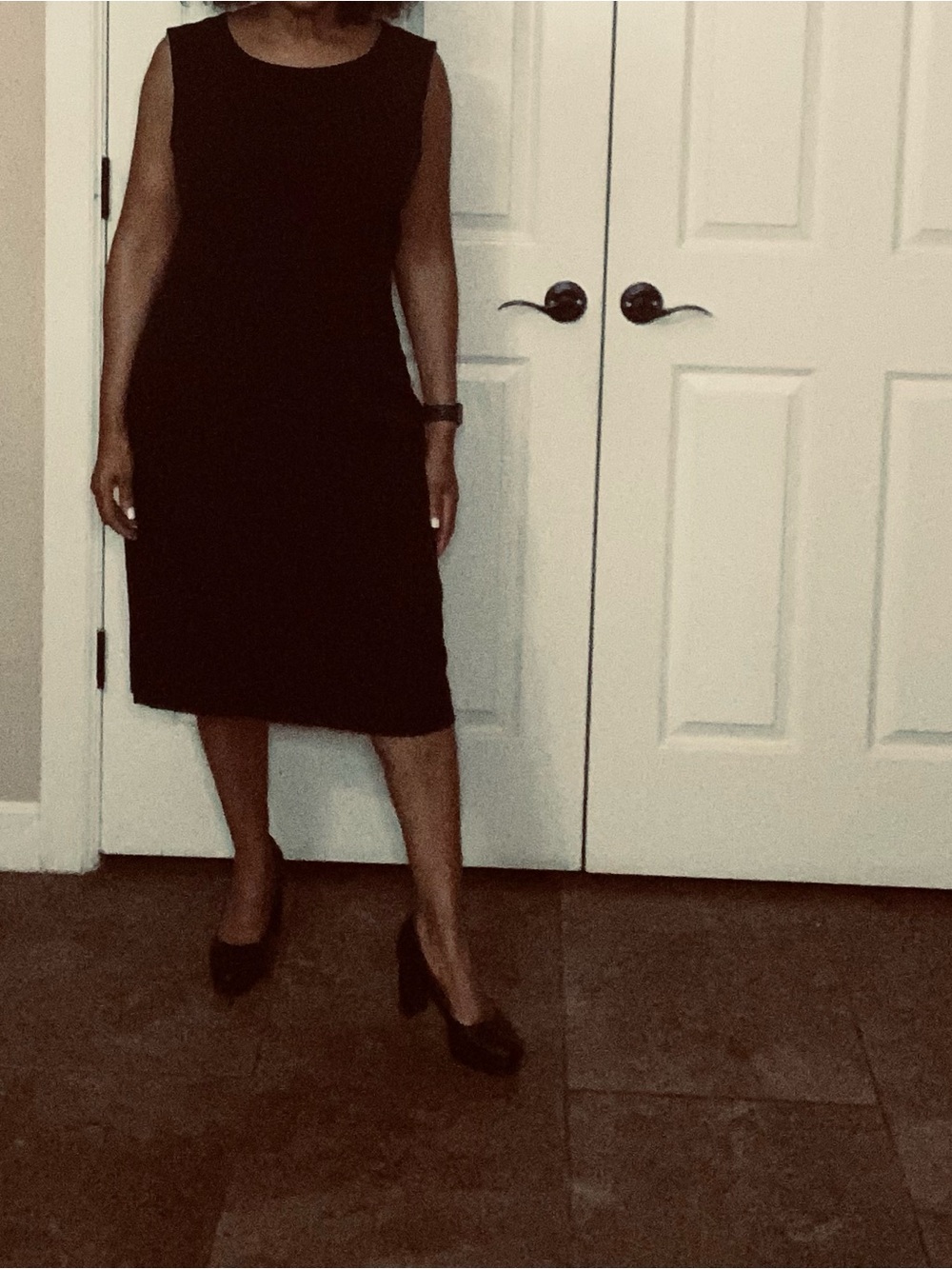 Kasper Black Sleeveless Midi Sheath Dress